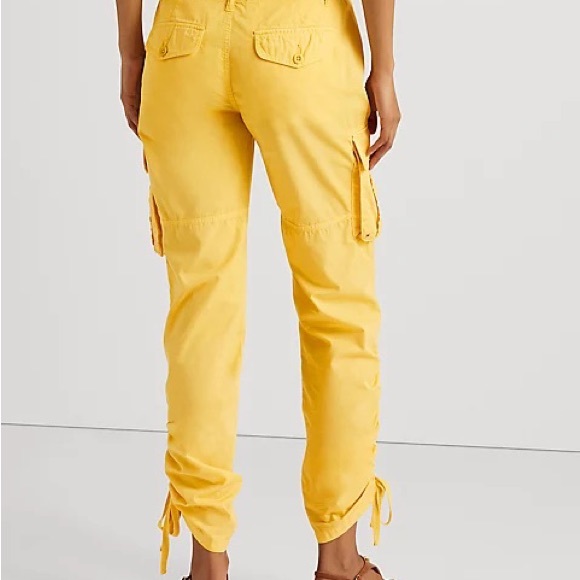 L-RL Lauren Active featherlight twill cargo pants in yellow - Picture 4 of 8